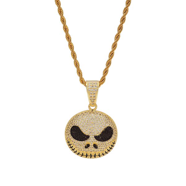 

hip hop christmas eve halloween horror jack skull popular pendant copper-encrusted zircon gold-plated men's fashion jewelry, Silver