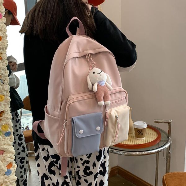 

kawaii women backpack 2021 new primary panelled school bags for teenage girls cute japanese waterproof travel backpacks ladies