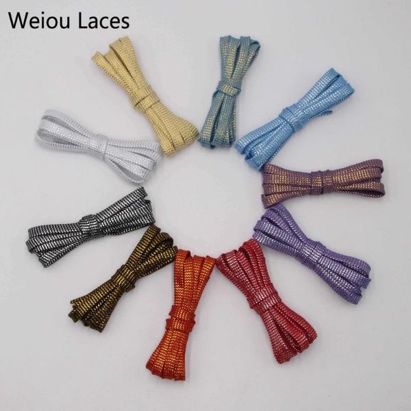 

shoes materials (30 pairs/lot) weiou sparkle flat shiny gold shoe laces glitter shoelace for sports canvas sneaker athletic coolest, Black