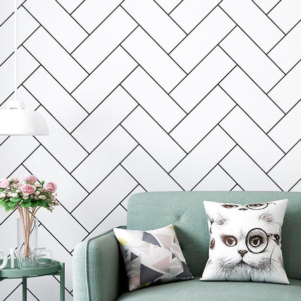 

wallpapers 3d decoration mural nordic black white brick wall papers home decor geometric wallpaper for living room bedroom walls