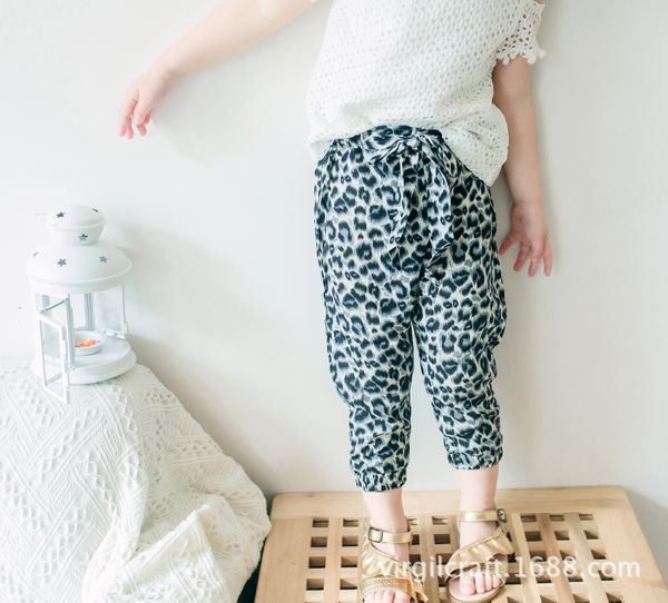 

girl anti-mosquito pants girl nine-point leopard pants kids clothes girl pants, Blue