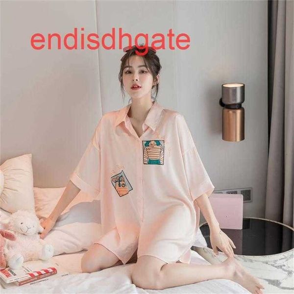 

pajamas 2020 new nightdress women's summer ice silk home suit, Black;white