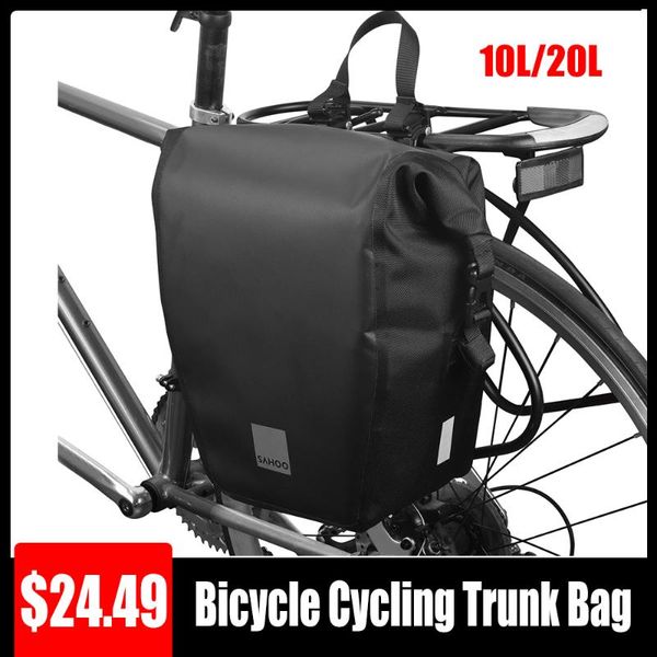 

10/20l bicycle cycling trunk bag large capacity travel case bike pannier pack waterproof shoulder handbag for cycling accessory
