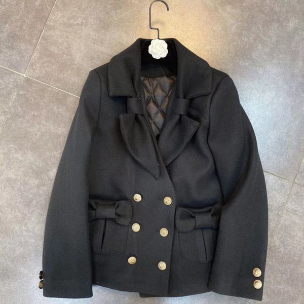

2021 Spring Newly Arrived Turn Down Collar Sleeve Long Pockets Arch Buttons Breasted Double Cotton Woman's Wool Coa P1lp, Black;brown