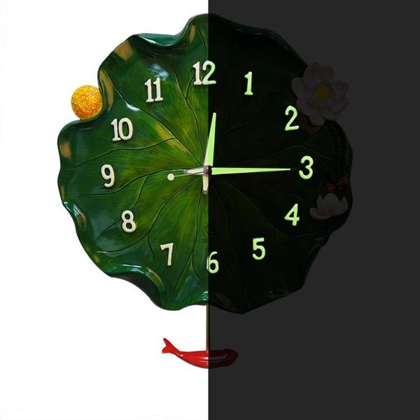 

wall clocks 3d embossed clock with pendulum battery operated non-ticking quiet home decoration for living room bedroom kitchen