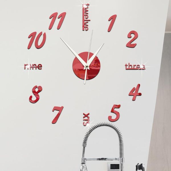 

wall clocks creative clock acrylic mirror decorative stickers living room digital record bb50wc