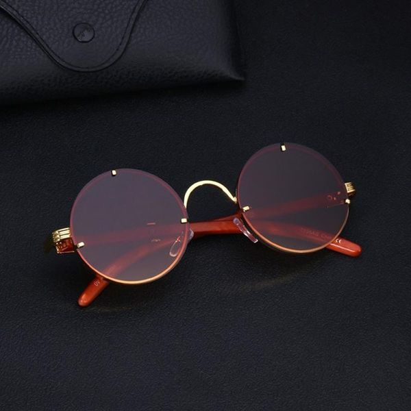 

outdoor eyewear vintage round punk sunglasses men 2021 fashion steampunk sun glasses for women with a box rimless sunglass zonnebril heren