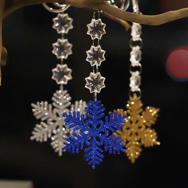 

christmas decorations 2 pcs crystal glitter snowflake sequin curtain decoration hanging pendant year 2021 decor accessories