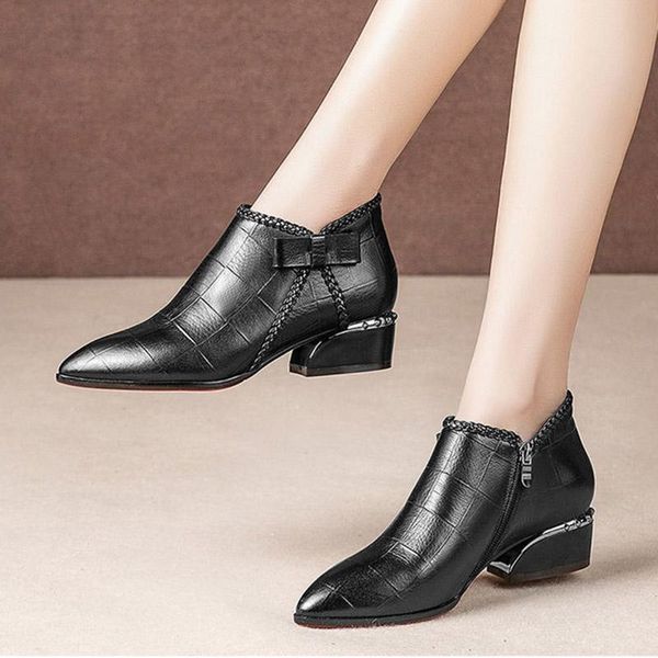 

boots large size 35-42 woman dress shoes pointed toe oxford women bare black gold heels bow ladies white 7879g