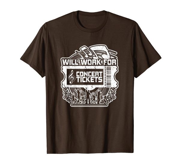 

will work for concert tickets music lover t-shirt, White;black