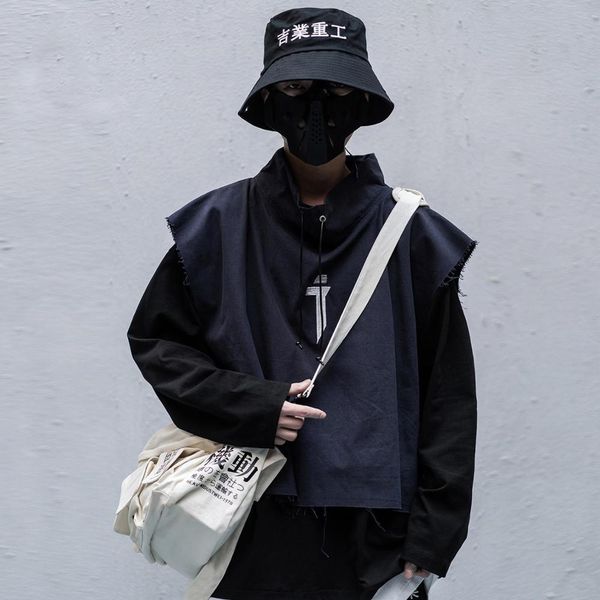 

letter embroidery sweatshirts men two pieces hip hop streetwear pullover fashion hairy kg-120, Black