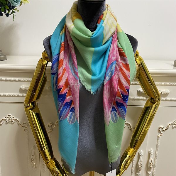 

women's square scarf scarves good quality 100% cashmere material thin and soft pint letters brid pattern size 120cm- 120cm, Blue;gray
