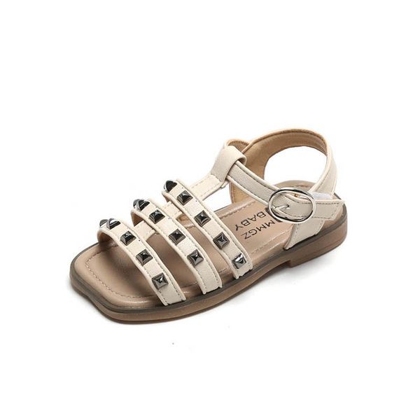 

girls sandals kids shoes children footwear summer fashion moccasins soft beach roman rivet princess shoe b7006, Black;red