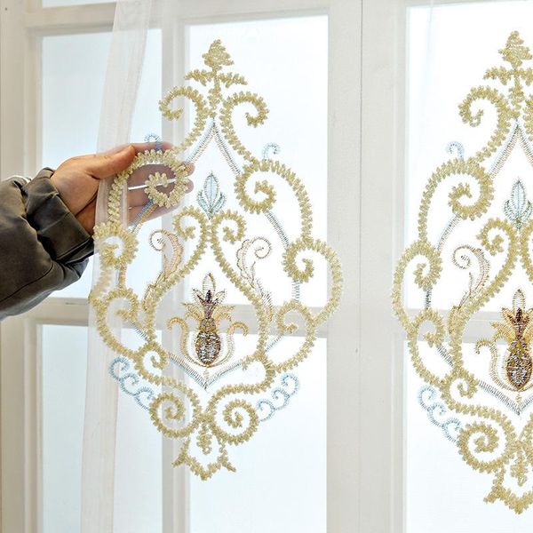 

curtain & drapes european luxury embroidery tulle sheer curtains for living room semi-sheer jacquard voile window