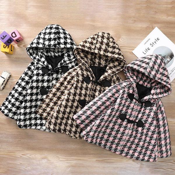 

jackets 2021 baby girls winter coat classic plaid princess girl autumn warm hooded outerwear toddler kids clothes2-7age, Blue;gray