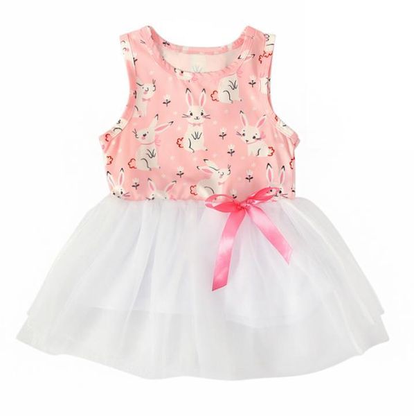 

girl's dresses girl’s summer sleeveless dress cartoon print mesh yarn stitching a-line princess, Red;yellow