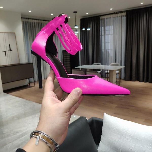 

sandals 2021 summer pointed letter high heel hollow colorful fashionable women's shoes, Black