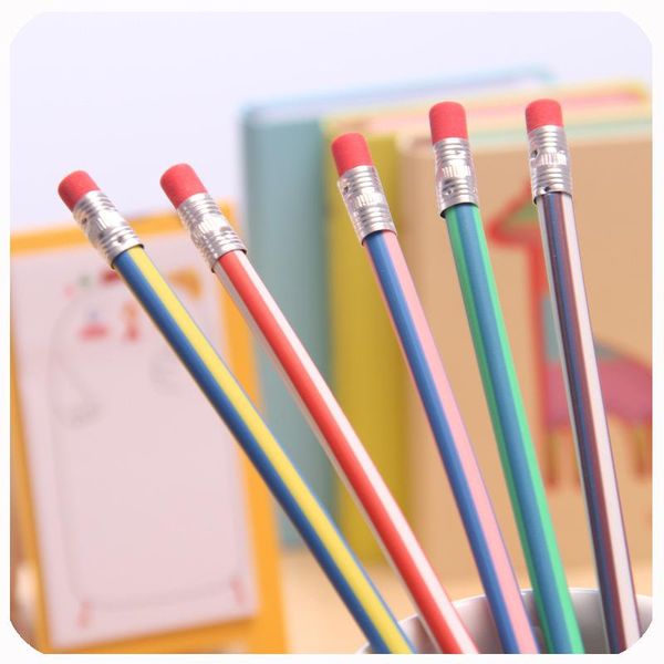 

10 pcs ellen brook 1 piece korean stationery cute candy color soft flexible standard pencils school fashion office supplies