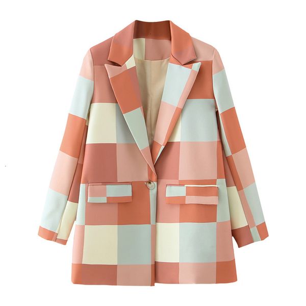 

women's jackets dt 27694- fall a grain of europe and the united states grid buckle women suits igiv, Black;brown