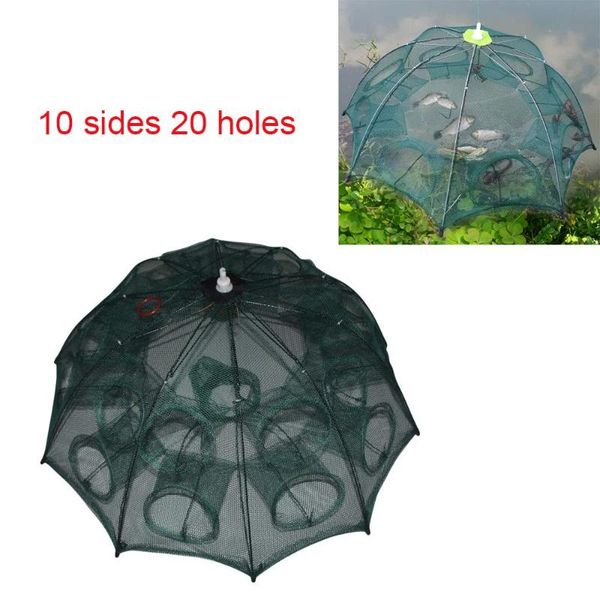 

fishing accessories 4/6/8/10/16/20-hole net low-cost folding portable hexagonal fishnet cast crayfish shrimp catcher tank trap cage