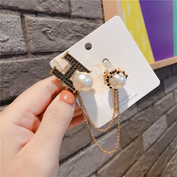 

pins, brooches korean vintage star tassel chain brooch pearl rhinestone corsage shirt collar clothing lapel pin jewelry for women accessorie, Gray