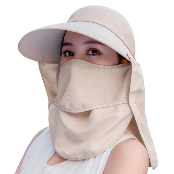 

wide brim hats outdoor sport fishing hiking hat uv protection face neck flap sun cap, Blue;gray