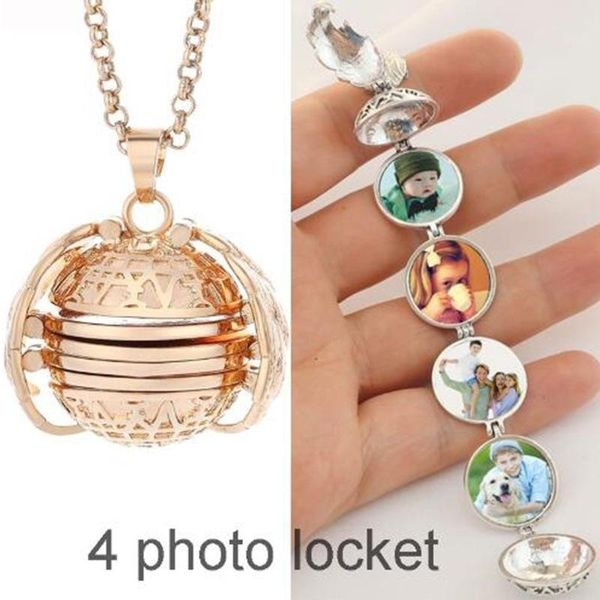 

pendant necklaces 4 po angel living memory floating locket necklace magic multi-layer folding family, Silver