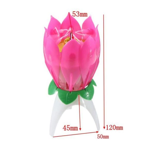 

innovative party cake candle musical lotus flower rotating happy birthday candle light party gift diy cake de qylmay
