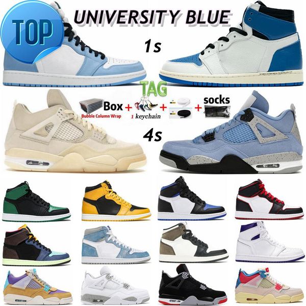 

university blue 1 jumpman 1s hype royal twist unc mens basketball shoes black cat bred 4 4s fire red white cement sail what the guava ice s