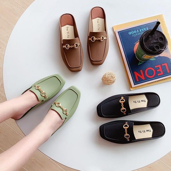 

flat women shoes slip on autumn fashion women casual flats bottom outerwear square head loafers woman boat shoes size 40, Black