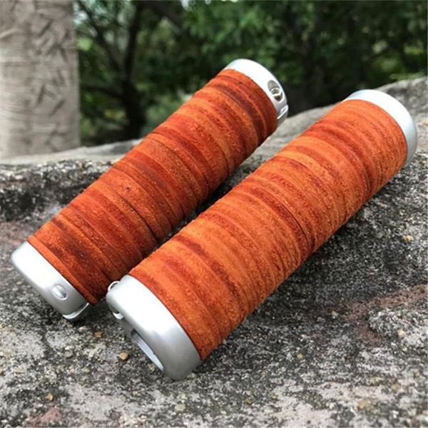 Componentes do guidão de bicicleta Gyes Ciclismo Bicicleta Grips Genuíno Couro ao ar livre MTB Mountain Cover Anti-Slip Parte Forte