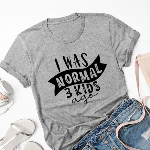 

i was normal 3 kids ago letter print t shirt women short sleeve funny t shirts mom life cotton streetwear drop, White