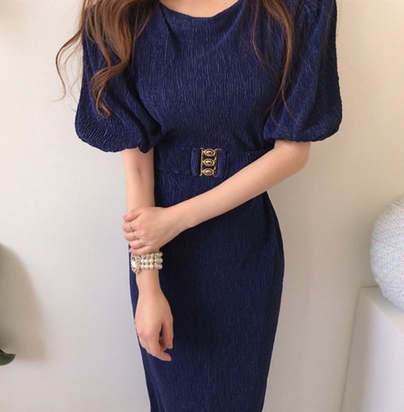 

2021 new mulheres vero escritrio slido manga com cinto midi senhora magro vestido novo hsyg, Black;gray