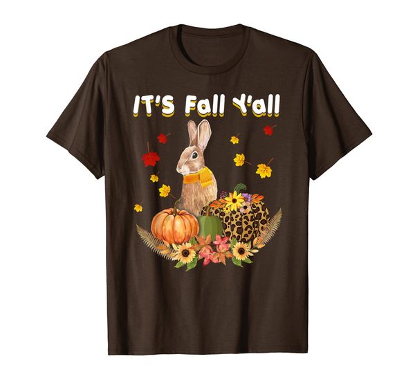 

it's fall y'all bunny leopard pumpkin thanksgiving gift t-shirt, White;black