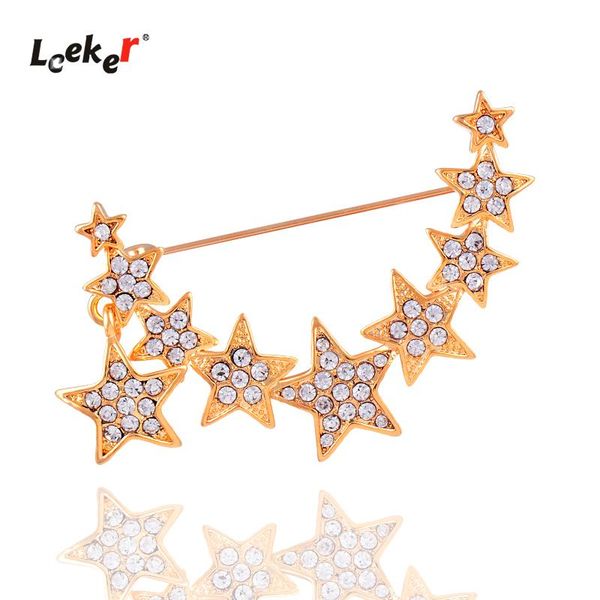 

pins, brooches leeker shiny rhinestone star pendant brooch for women vintage pin jewelry 067 lk4, Gray