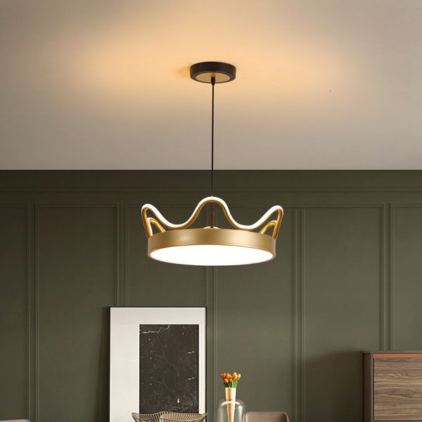 

moderno led lusters fourth dining room door balcony decoration nursery lamp new round crown pendant ek2a