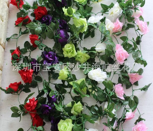 

artificial rose vine artificial flower vine loft air conditioning pipe winding decorative green leaf rattan new flower