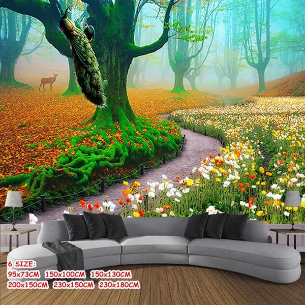 

tapestries chic forest wall tapestry flower birds decoration hanging 3d