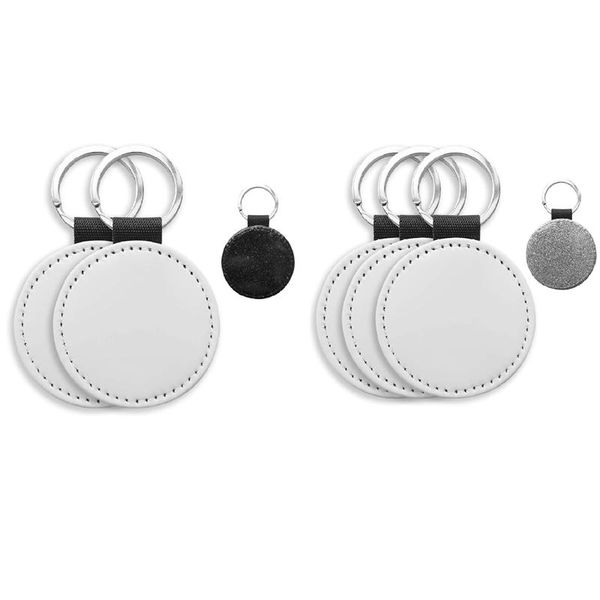 

hooks & rails 20 pack sublimation blanks keychain glitter pu leather diy heat transfer keyring (black round silver round)
