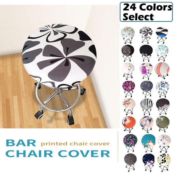 

chair covers floral printed round cover bar stool elastic seat home slipcover 40x40x38cm