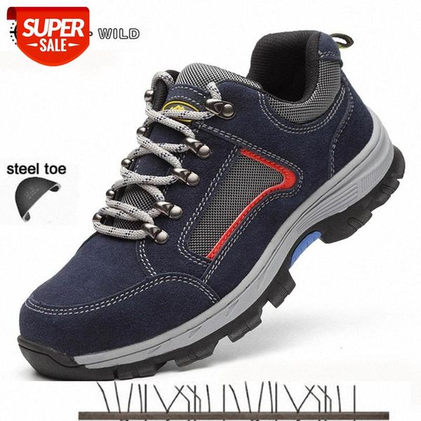 

work safety shoes for men vintage blcak mesh breathable steel toe cap boots mens labor insurance puncture proof casual shoe man #y63v