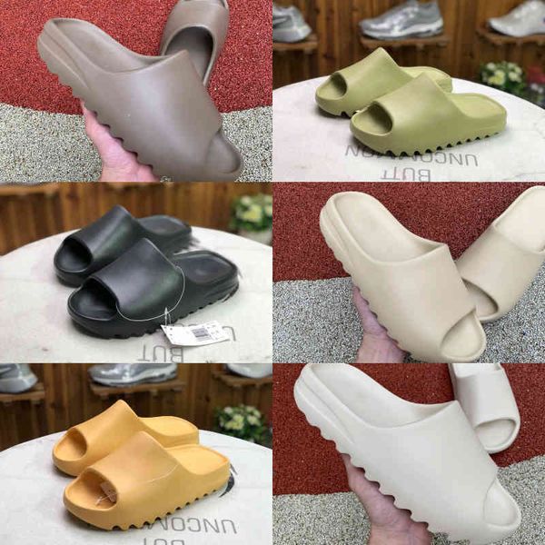 

sell 2021 new kanyes wests slipper men women slide bone earth brown desert sand slide resin fashion shoes sandals foam runner trainers size