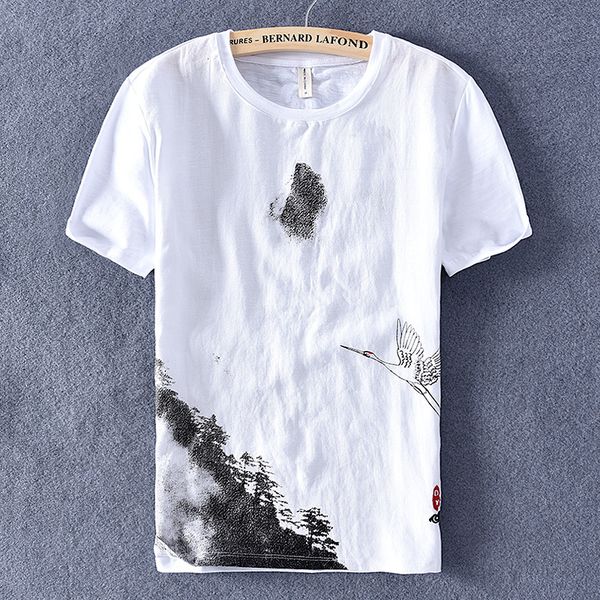 

2021 new de linho e algodo branco masculina marca slida camisa para homem casual moda t camisas masculinas vero camiseta p89r, White