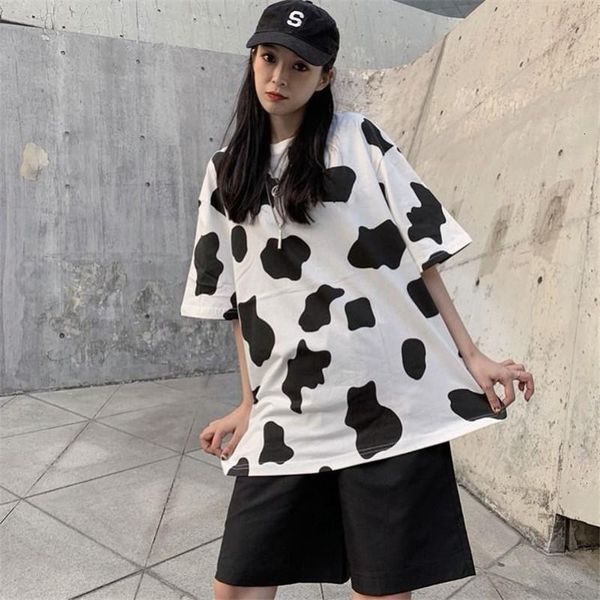 

summer kawaii female korean oversized tshirt cute loose lovely friends women streetwear casual cute cow tshirt streetwear, White