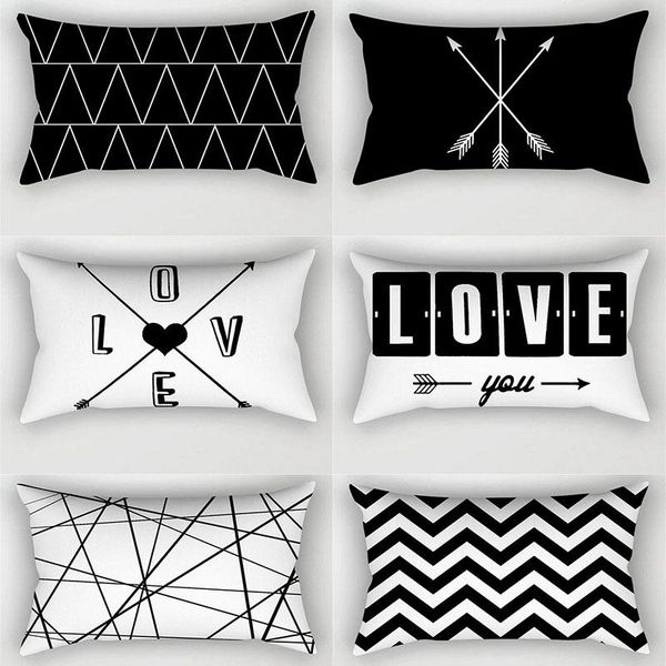 

cushion/decorative pillow black white geometric pillowcovers cushion cover 30x50 throw pillows polyester decorative pillowcase nordic style