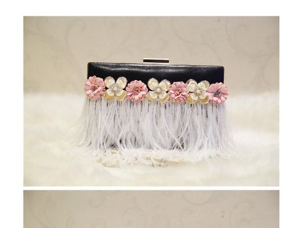 

new feather flower small square bag chain shoulder messenger bag style creative women&#39s bag