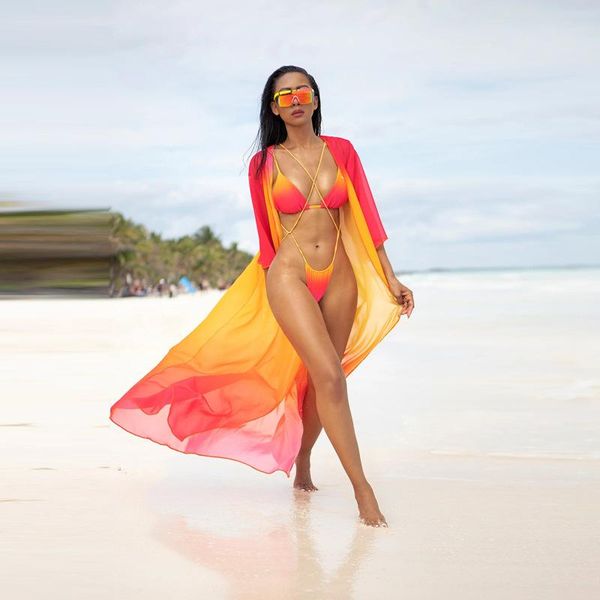 

women's swimwear tethered dazzling three-point bikini girl, White;black