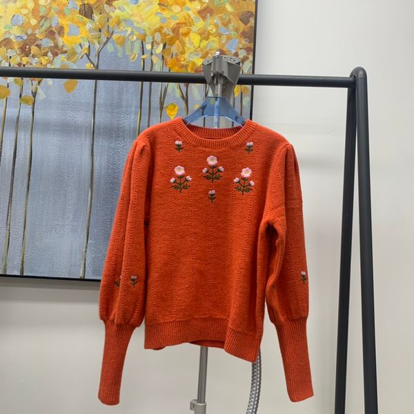 

flower embroidered flower sweater, White;black