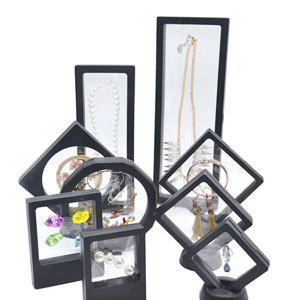 

wholesale 2021 3d floating frame display holder box with stands for challenge coins, medallions, jewelry, Black