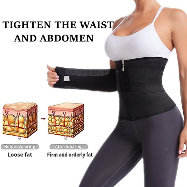 

waist support 3m trainer women slimming sheath snatch me up bandage wrap bodyshaper tummy shapewear trimmer belt corset stretch band, Black;gray